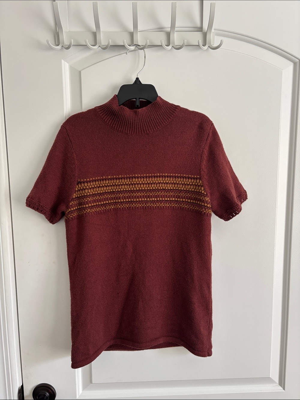 Vintage Madison Studio Mock Neck Sweater Women's Large Burgundy Fair Isle
